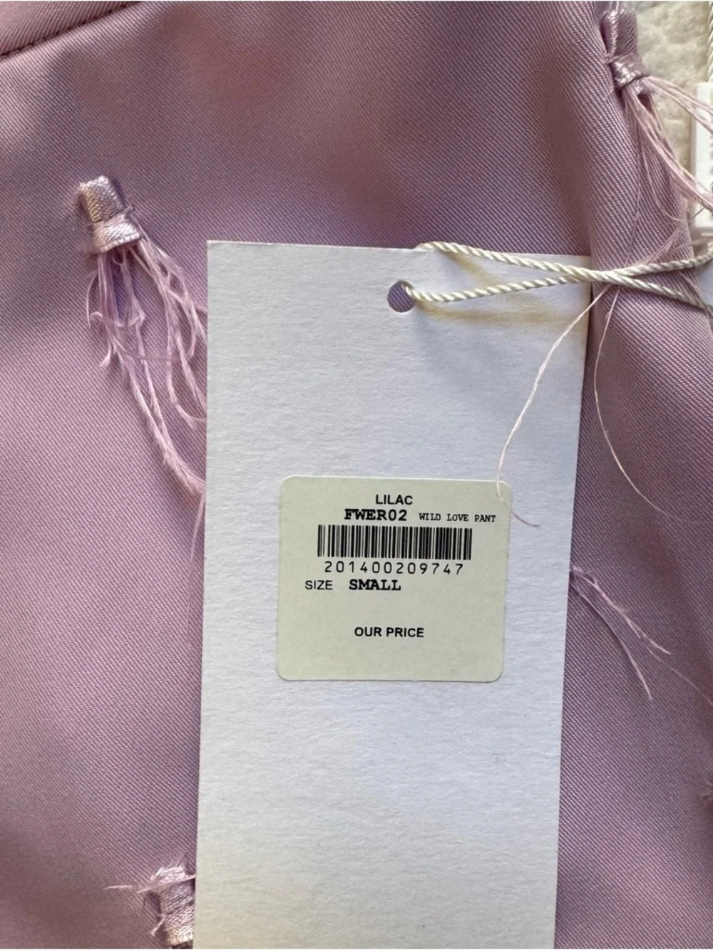 NWT Lisa Maree Wild Love Real Feather Pant in Lilac Size Small $295 - Picture 4 of 13